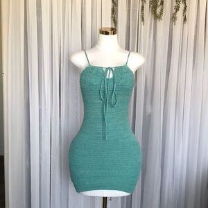 Crochet Front Tie Short Dress